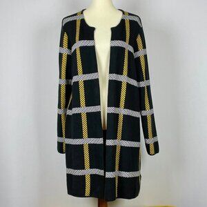 Cato Est 1946 Long Cardigan Duster Sz 18/20W Windowpane Check Graphic Modern